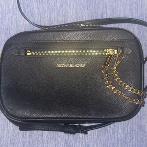 Michael Kors Black Crossbody Bag with Gold Accents